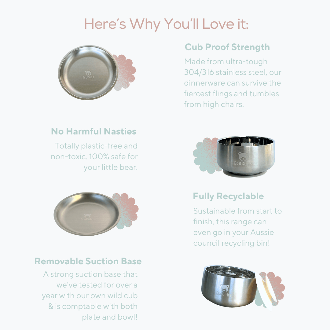 EcoCubs Children’s stainless steel dinnerware