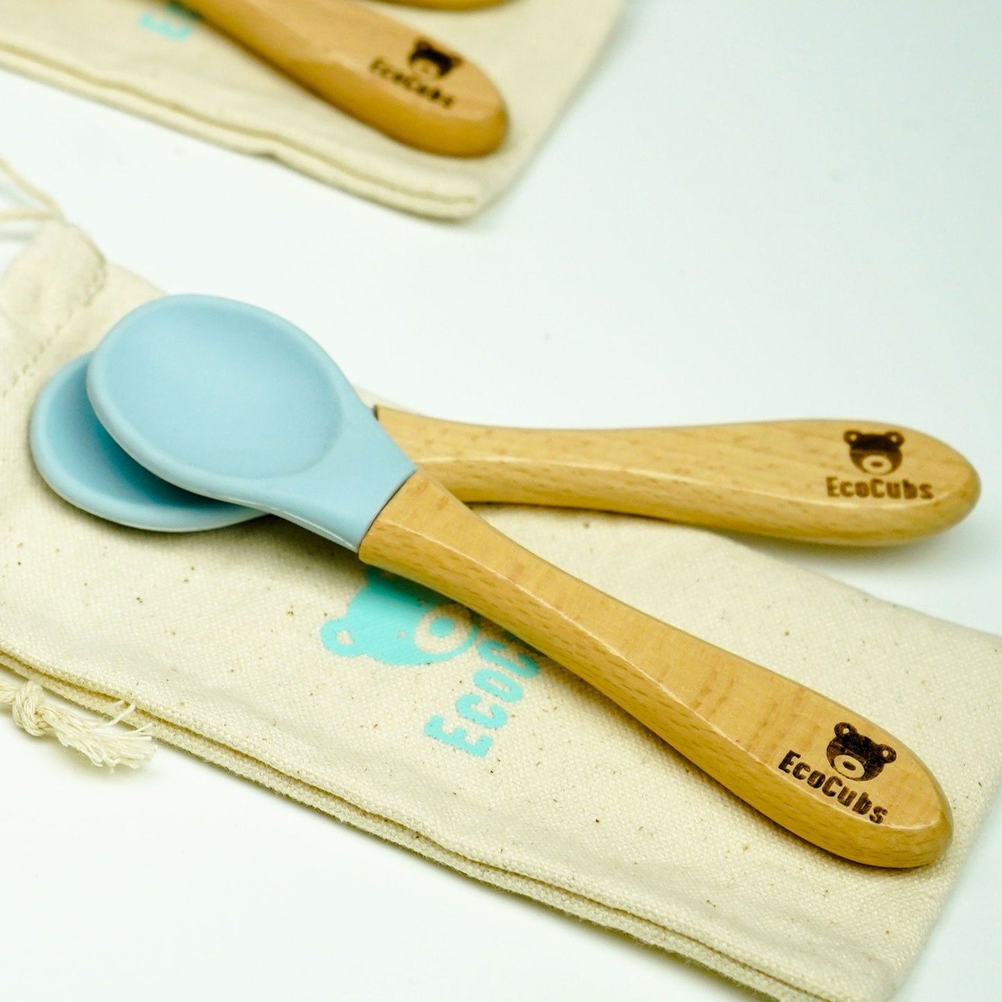 Beechwood & Silicone Spoon Set - Duo - EcoCubs