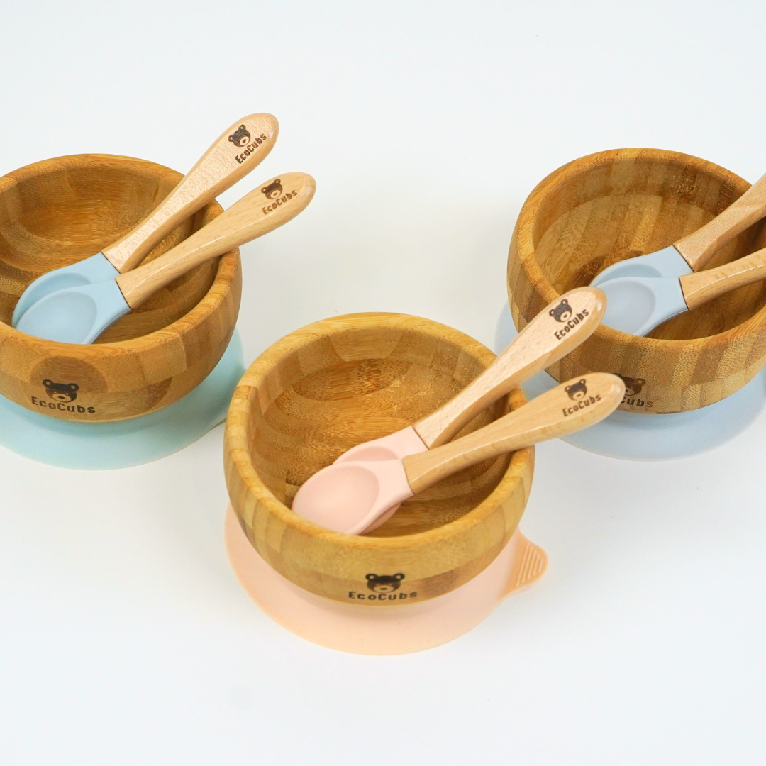 Bamboo Suction Bowls (3 colours)