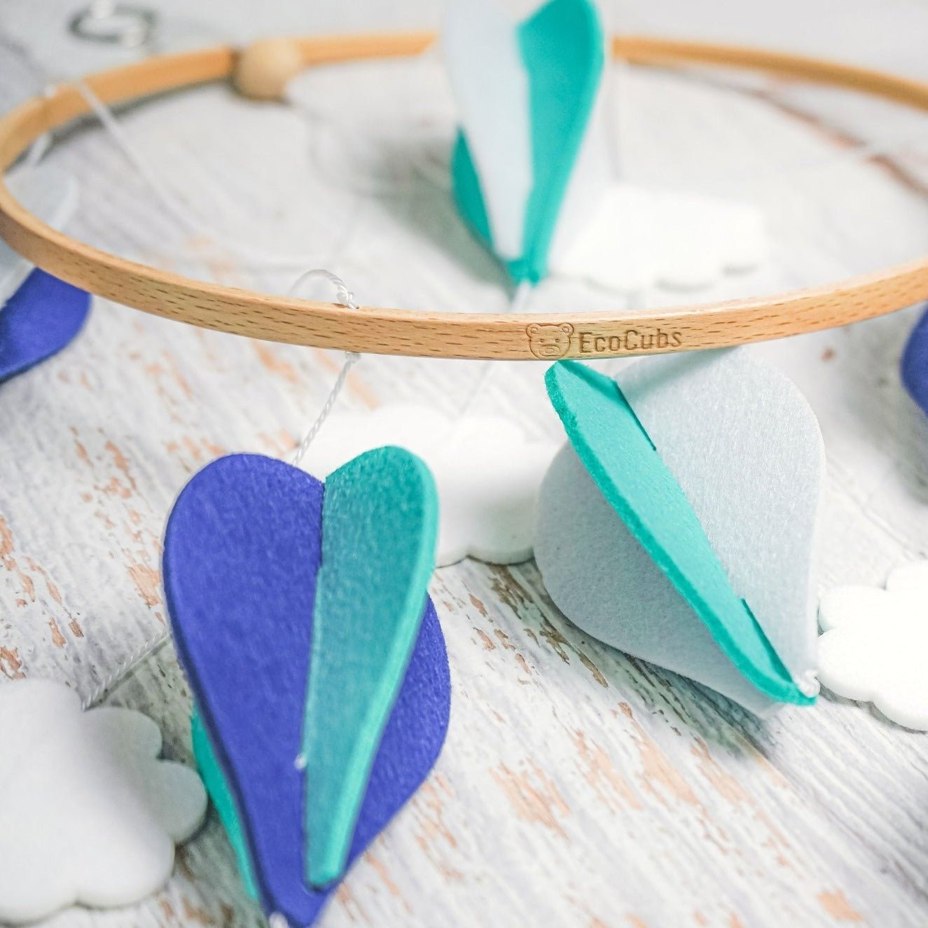 Handmade Crib Mobile- Navy Blue, Turquoise & White