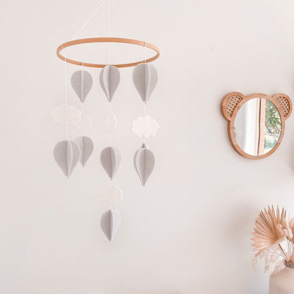 Handmade Baby Mobile- Pale Grey & White