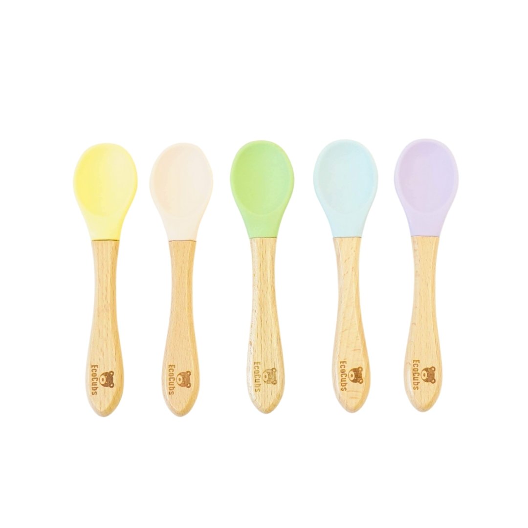 Beechwood & Silicone Spoon Set of 5