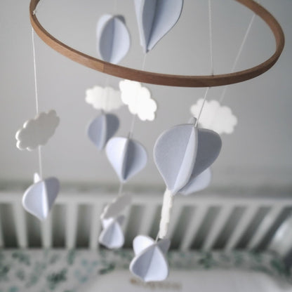 Handmade Baby Mobile- Pale Grey & White